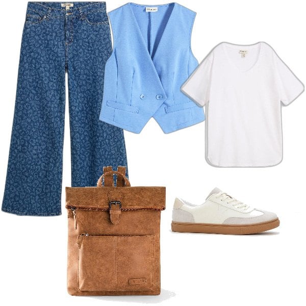 Outfit femme - tendance printemps. Style Tendance pour Tous les jours. Assortir avec jeans, pulls, t-shirts, sacs à dos, sneakers.