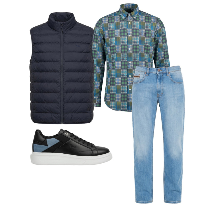 Outfit uomo - Marzo. Stile Trendy per Tutti i giorni. Abbinamento con jeans, piumini, sneakers, camicie.
