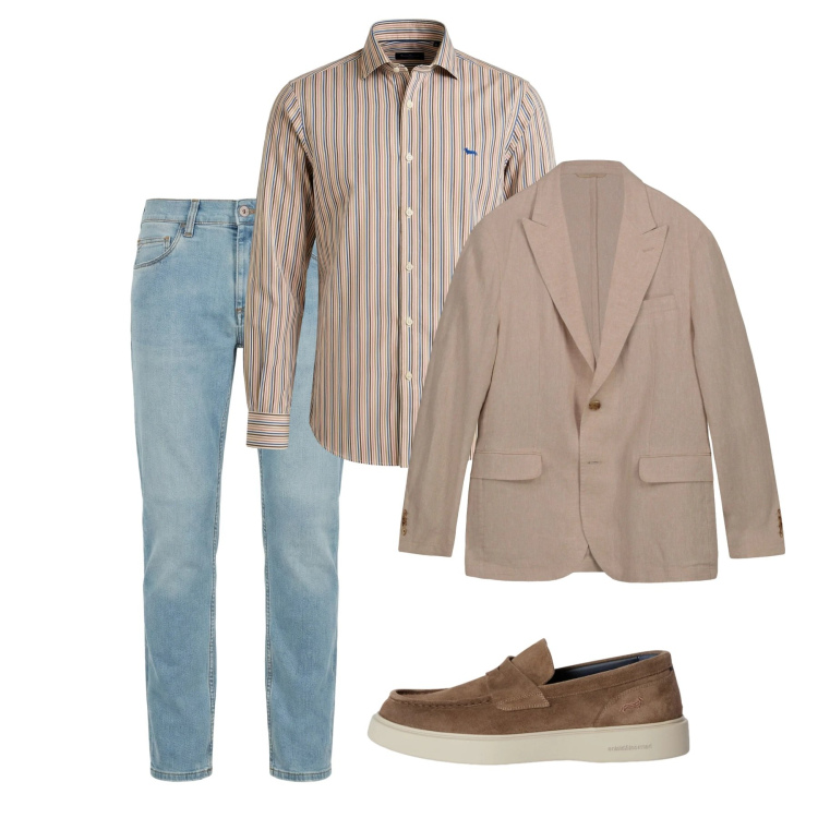 Outfit uomo - Marzo. Stile Casual per Tutti i giorni. Abbinamento con jeans slim fit, camicie, scarpe stringate, giacche.