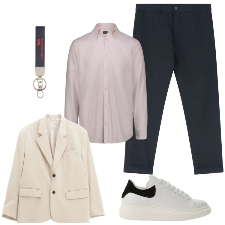 Outfit uomo - Lello: aperitivo alle 18.00. Stile Casual per Tutti i giorni. Abbinamento con portachiavi, sneakers, pantaloni chino, giacche, camicie.