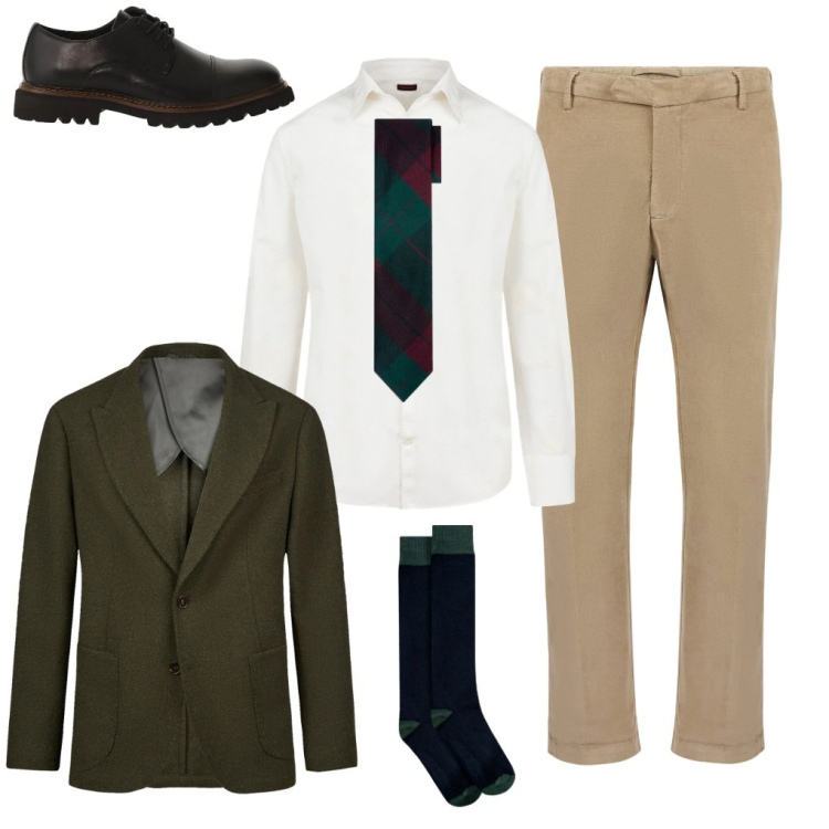 Outfit uomo - Marco: impeccabile in ufficio. Stile Business/Elegante per Ufficio. Abbinamento con scarpe stringate, camicie, cravatte, pantaloni, giacche, calzini.