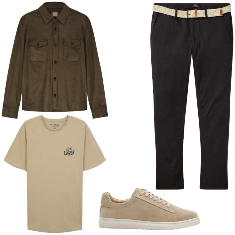 Outfit uomo - Marco: il prof. di filosofia. Stile Urban per Tutti i giorni. Abbinamento con pantaloni chino, sneakers, giacche, t-shirt.