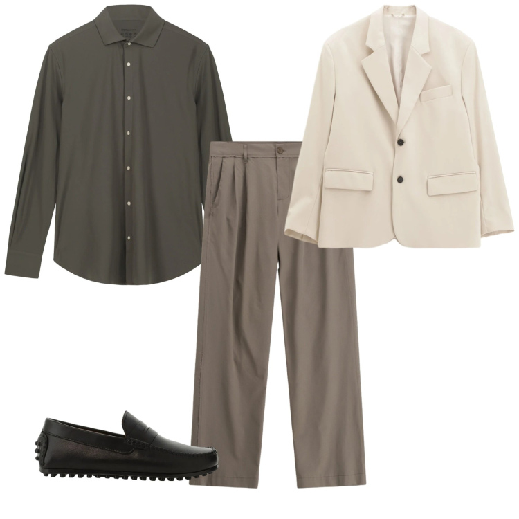 Outfit uomo - Molta eleganza. Stile Casual per Tutti i giorni. Abbinamento con pantaloni, scarpe stringate, giacche, camicie.