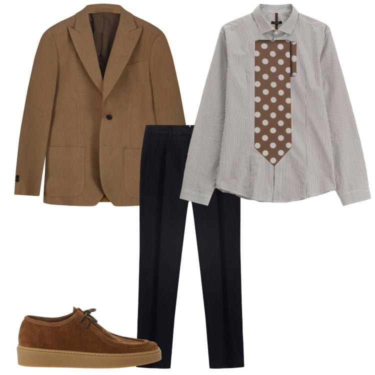 Outfit uomo - Armonioso. Stile Casual per Tutti i giorni. Abbinamento con camicie, scarpe stringate, cravatte, giacche, pantaloni.