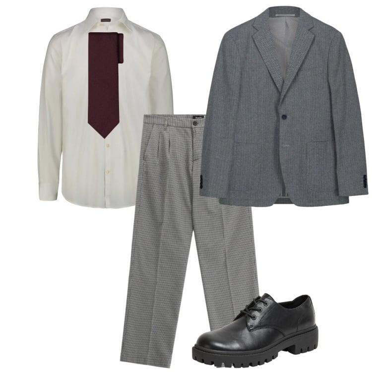 Outfit uomo - Charme. Stile Business/Elegante per Ufficio. Abbinamento con scarpe stringate, pantaloni, giacche, cravatte, camicie.