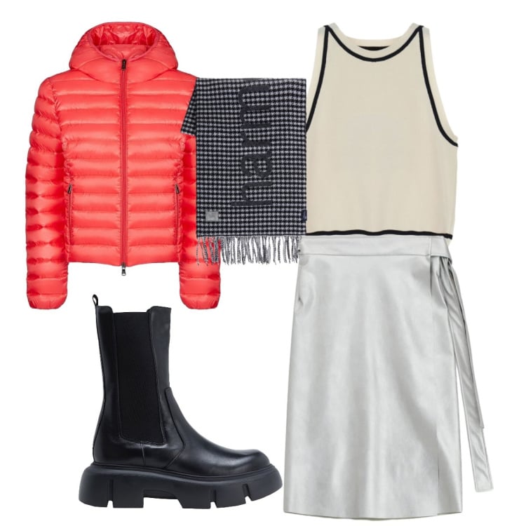 Outfit donna - Primavera decisa. Stile Romantica per Scuola/Università. Abbinamento con stivaletti, sciarpe, top, bomber, gonne longuette.