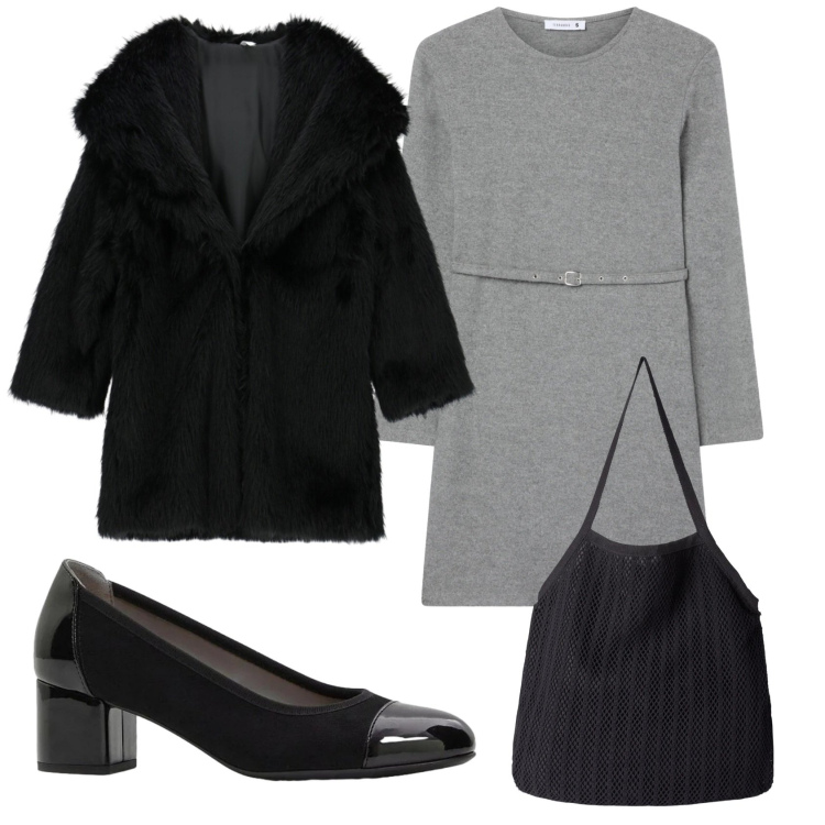 Outfit donna - Total look #2363203. Stile Basic per Ufficio. Abbinamento con décolleté, vestiti midi/longuette, shopping bag, cappotti.