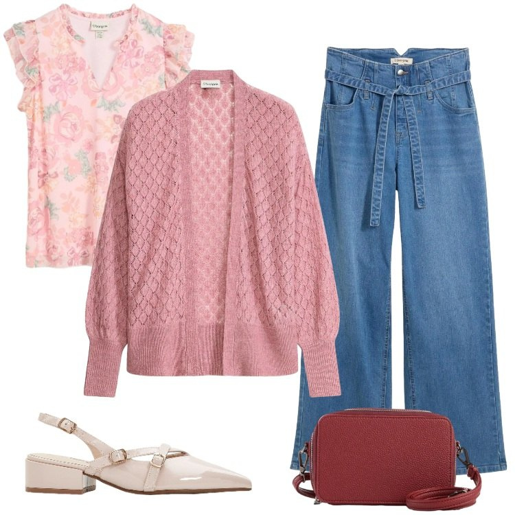 Outfit donna - Total look #2363214. Stile Boho per Tutti i giorni. Abbinamento con maglieria, cardigans, jeans, décolleté, borse a tracolla.