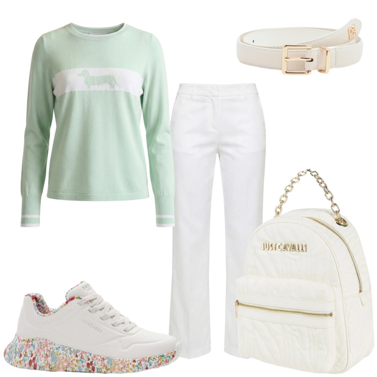 Outfit donna - Aprile che mi metto?. Stile Casual per Tutti i giorni. Abbinamento con zaini, sneakers, pantaloni, maglieria, cinture.
