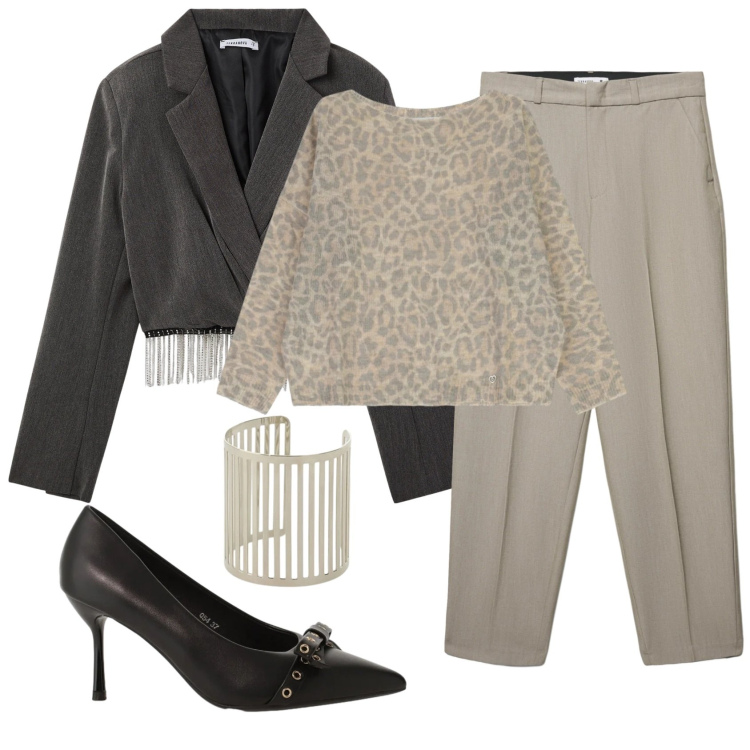 Outfit donna - Total look #2363240. Stile Bon Ton per Ufficio. Abbinamento con blazer, pantaloni chino, décolleté, braccialetti, maglieria.