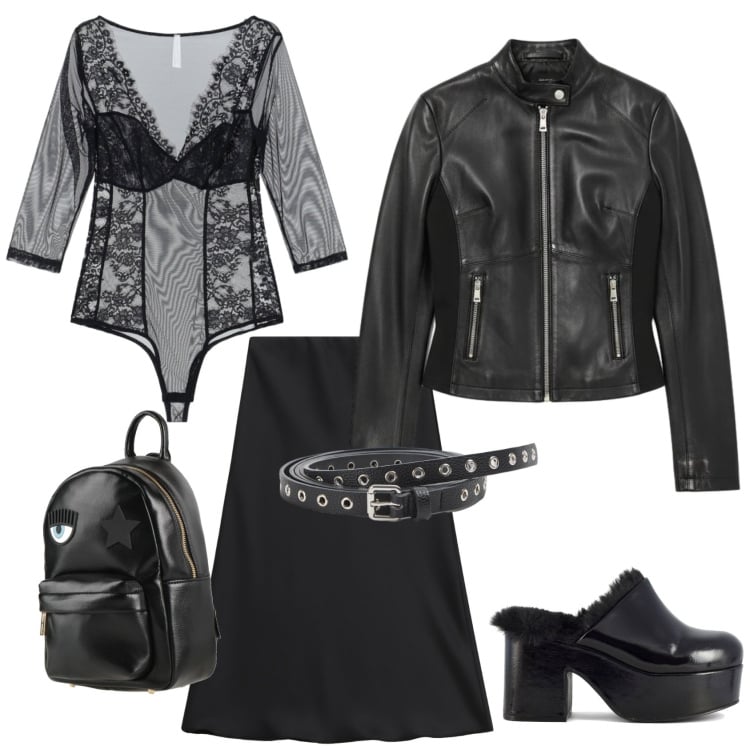 Outfit donna - Curvy is sexy!. Stile Sexy per Serata fuori. Abbinamento con zaini, cinture, giacche, bluse, gonne longuette, sabot.