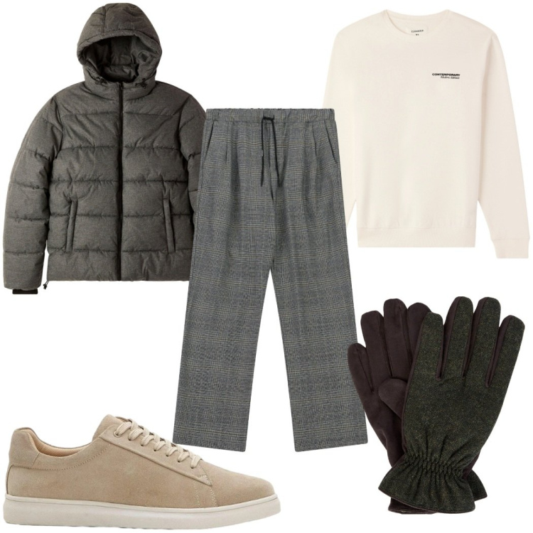Outfit uomo - Total look #2363266. Stile Casual per Tutti i giorni. Abbinamento con sneakers, pantaloni, bomber, felpe, guanti.