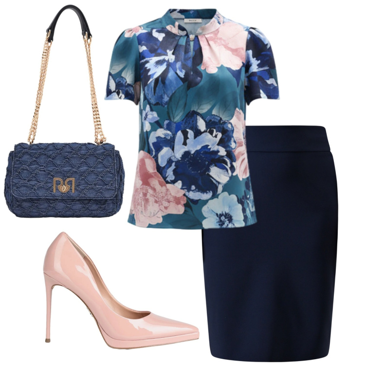 Outfit donna - Total look #2363286. Stile Bon Ton per Ufficio. Abbinamento con décolleté, gonne, borse a spalla, bluse.