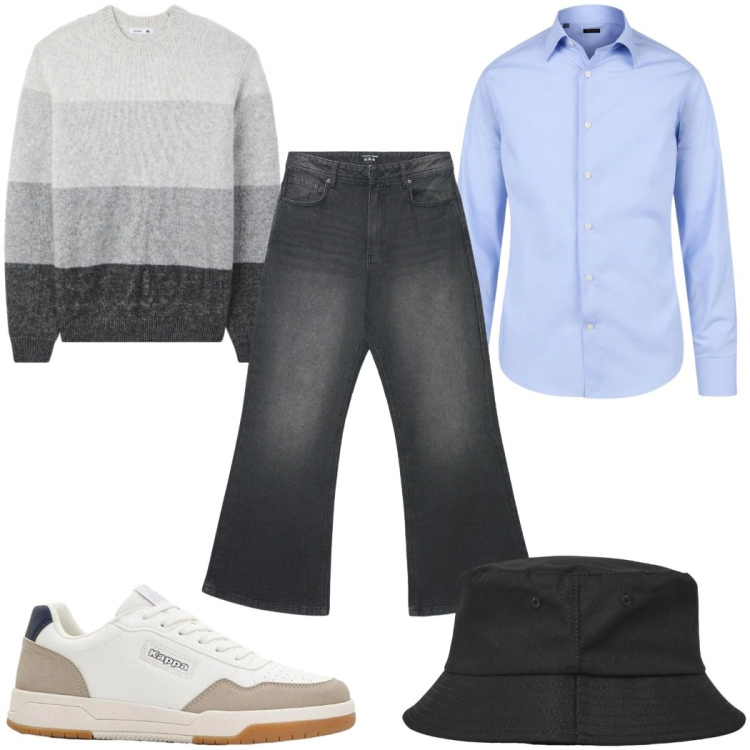 Outfit uomo - Total look #2363330. Stile Casual per Tutti i giorni. Abbinamento con sneakers, cappelli con visiera, maglieria, jeans, camicie.