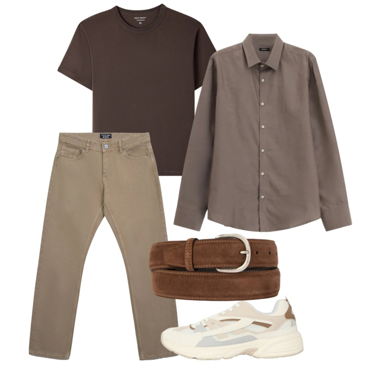Outfit uomo - Marzo. Stile Casual per Tutti i giorni. Abbinamento con camicie, jeans, t-shirt, sneakers, cinture.