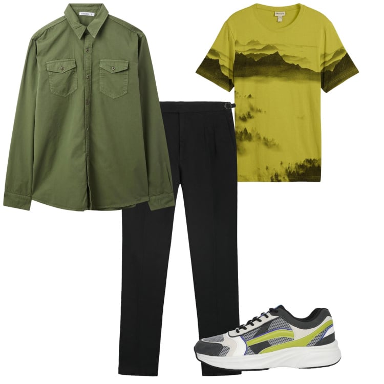 Outfit uomo - Urban style. Stile Casual per Tutti i giorni. Abbinamento con t-shirt, camicie, sneakers, pantaloni.