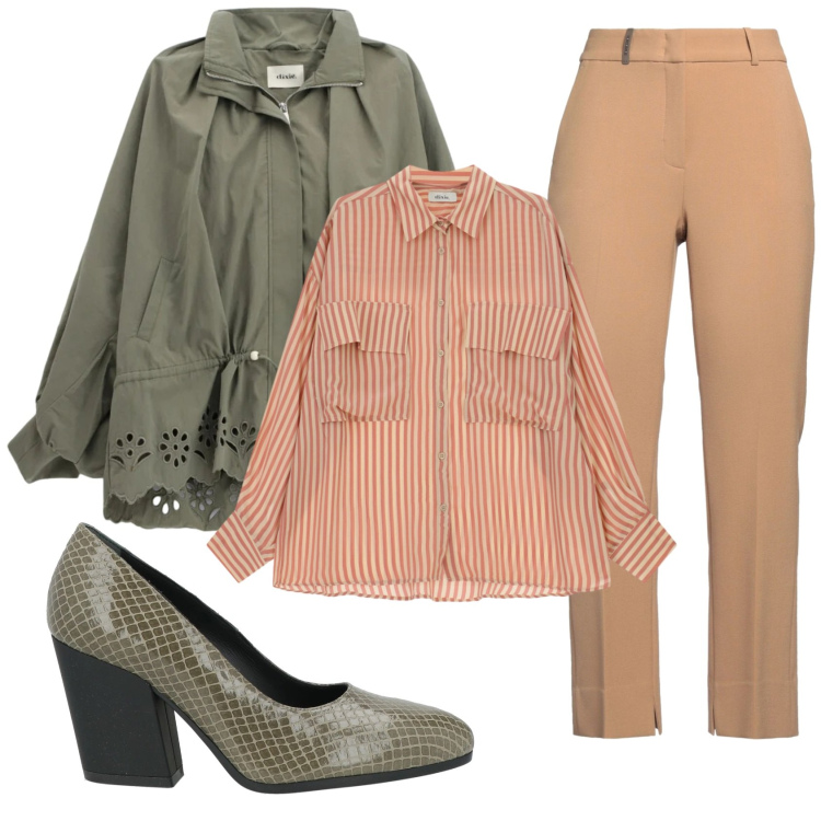 Outfit donna - Total look #2363343. Stile Basic per Ufficio. Abbinamento con décolleté, pantaloni, camicie, parka.