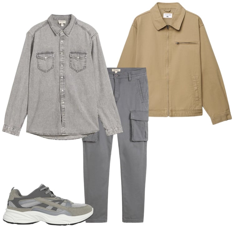 Outfit uomo - Multitasche. Stile Casual per Tutti i giorni. Abbinamento con pantaloni cargo, camicie, sneakers, giacche.