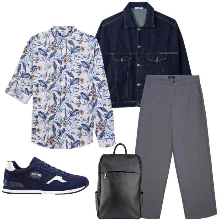 Outfit uomo - Urban Botanical. Stile Trendy per Tutti i giorni. Abbinamento con sneakers, camicie, cappotti, pantaloni, borse sportive.