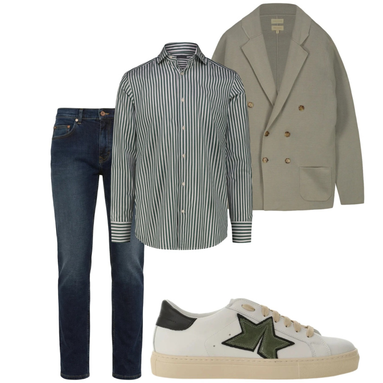 Outfit uomo - Confort zone. Stile Urban per Tutti i giorni. Abbinamento con jeans, sneakers, cardigans, camicie.