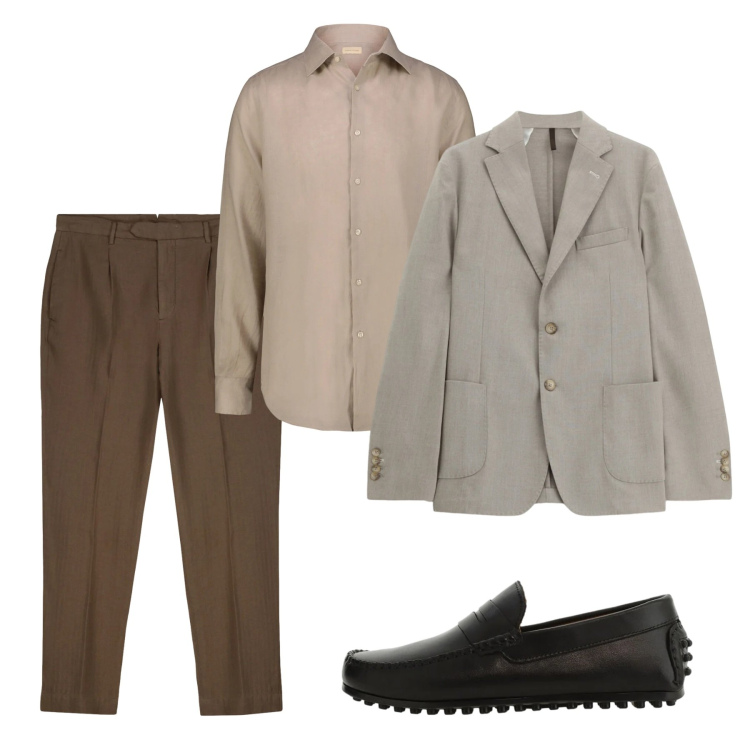 Outfit uomo - Primavera. Stile Casual per Tutti i giorni. Abbinamento con scarpe stringate, giacche, camicie, pantaloni.
