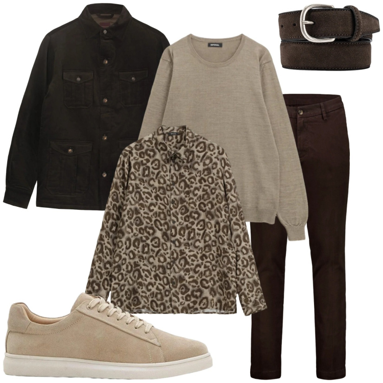 Outfit uomo - Toni e contrasti. Stile Business/Elegante per Ufficio. Abbinamento con sneakers, camicie, maglieria, pantaloni chino, cappotti, cinture.
