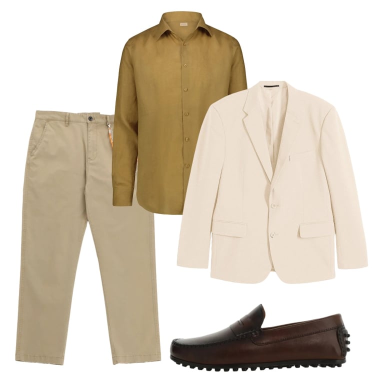 Outfit uomo - Aria luminosa. Stile Casual per Tutti i giorni. Abbinamento con giacche, pantaloni, scarpe stringate, camicie.