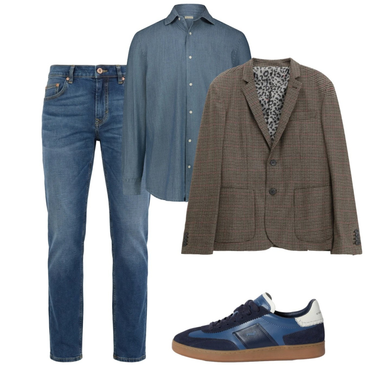 Outfit uomo - Marzo. Stile Casual per Tutti i giorni. Abbinamento con sneakers, jeans, giacche, camicie.