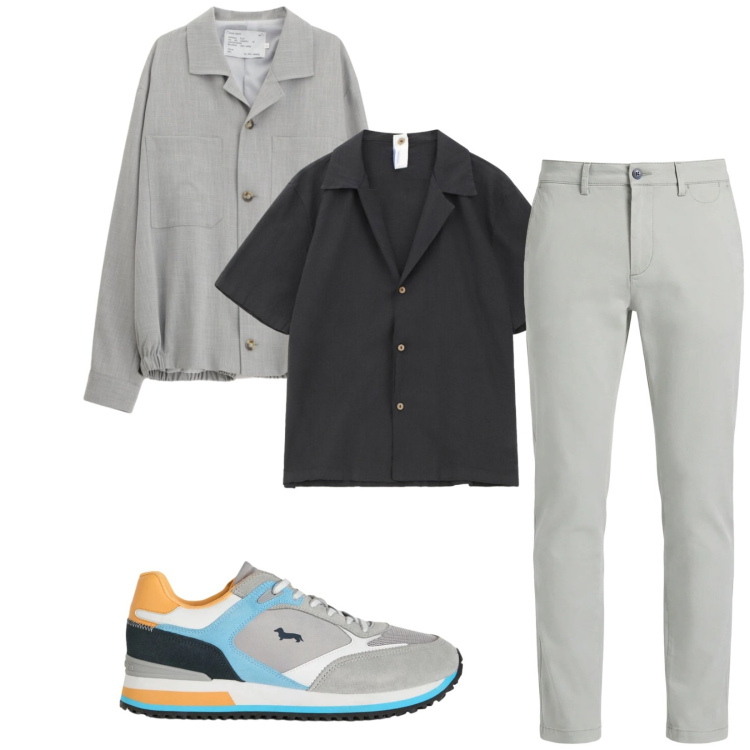 Outfit uomo - Total look #2363404. Stile Trendy per Tutti i giorni. Abbinamento con sneakers, pantaloni chino, cappotti, camicie a manica corta.