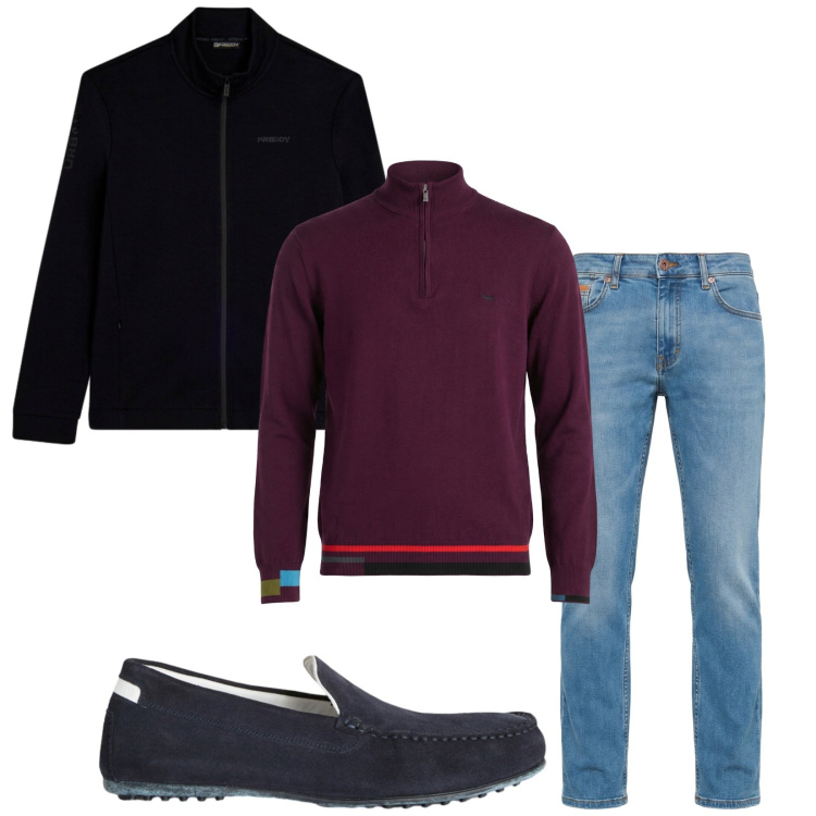 Outfit uomo - Total look #2363407. Stile Casual per Tutti i giorni. Abbinamento con scarpe stringate, jeans, pullovers, felpe.