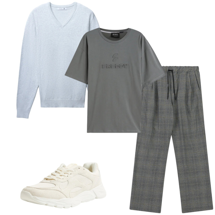 Outfit uomo - Total look #2363409. Stile Trendy per Tutti i giorni. Abbinamento con sneakers, maglieria, pantaloni, t-shirt.