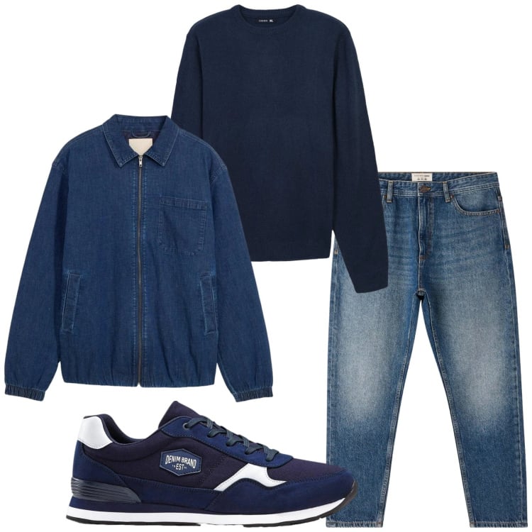 Outfit uomo - Total look #2363413. Stile Casual per Tutti i giorni. Abbinamento con sneakers, giacche, jeans, maglieria.