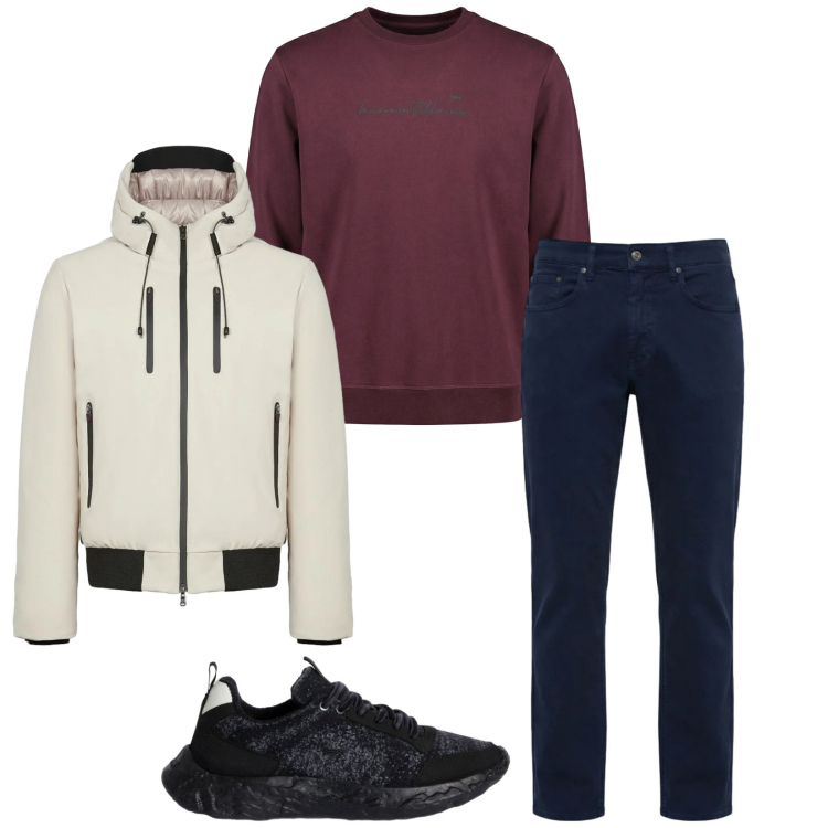 Outfit uomo - Total look #2363420. Stile Urban per Tutti i giorni. Abbinamento con sneakers, felpe, pantaloni, giacche.