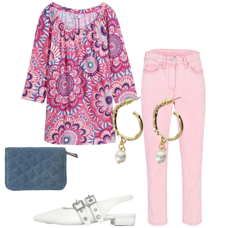 Outfit donna - Total look #2363434. Stile Casual per Tutti i giorni. Abbinamento con maglieria, pantaloni, portafogli, ballerine, orecchini.