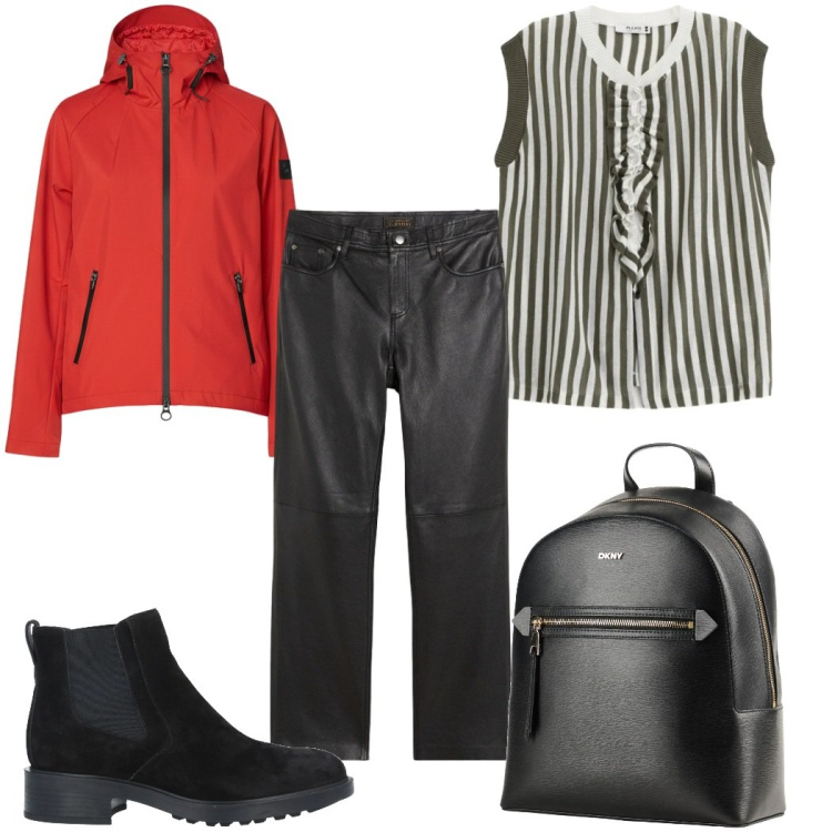 Outfit donna - Total look #2363619. Stile Basic per Tutti i giorni. Abbinamento con stivaletti chelsea, zaini, pantaloni, top, giacche.