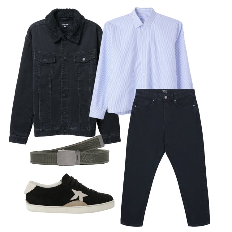 Outfit uomo - Marzo. Stile Casual per Tutti i giorni. Abbinamento con cinture, jeans, giacche, camicie, sneakers.