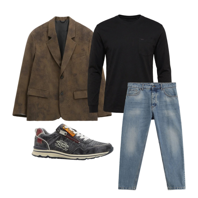 Outfit uomo - Marzo. Stile Trendy per Tutti i giorni. Abbinamento con sneakers, t-shirt, jeans, giacche.