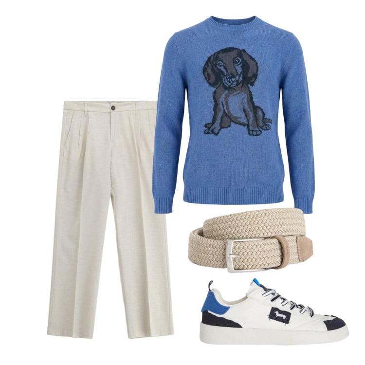 Outfit uomo - Marzo. Stile Trendy per Tutti i giorni. Abbinamento con cinture, sneakers, maglieria, pantaloni.