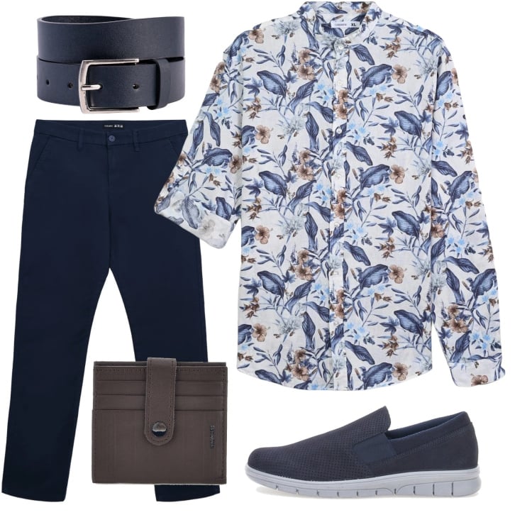 Outfit uomo - La camicia arrotolata. Stile Trendy per Tutti i giorni. Abbinamento con camicie, pantaloni chino, cinture, portafogli, scarpe stringate.