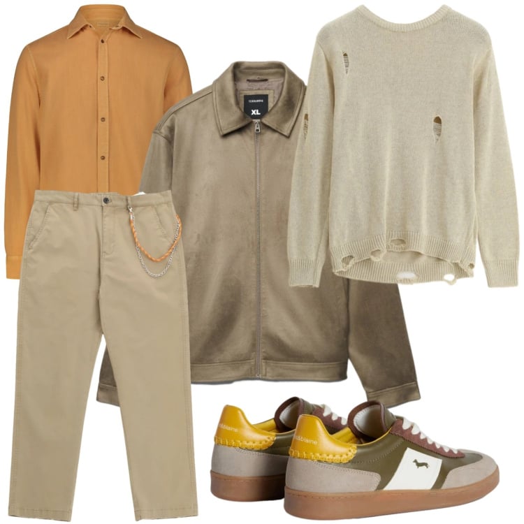 Outfit uomo - Maglia di stagione. Stile Trendy per Tutti i giorni. Abbinamento con sneakers, maglieria, pantaloni, giacche, camicie.