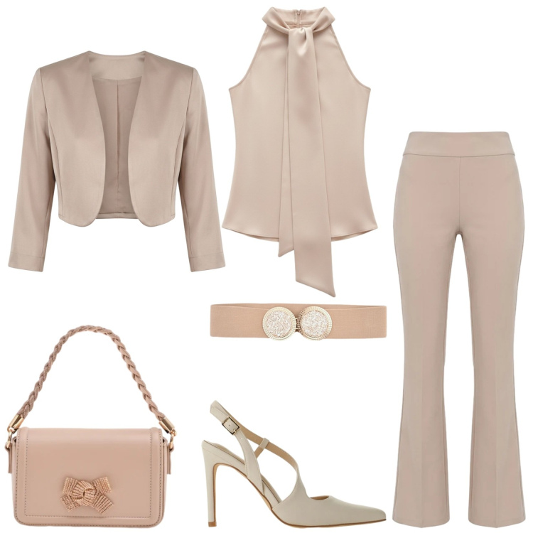 Outfit donna - Total look #2363753. Stile Bon Ton per Cerimonia. Abbinamento con décolleté, pochette, cinture, bolero, pantaloni, top.