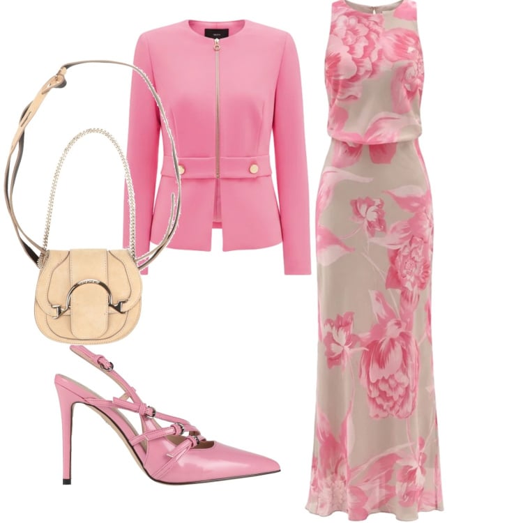 Outfit donna - Matrimonio di Martina. Stile Trendy per Cerimonia. Abbinamento con marsupi, décolleté, blazer, vestiti lunghi.