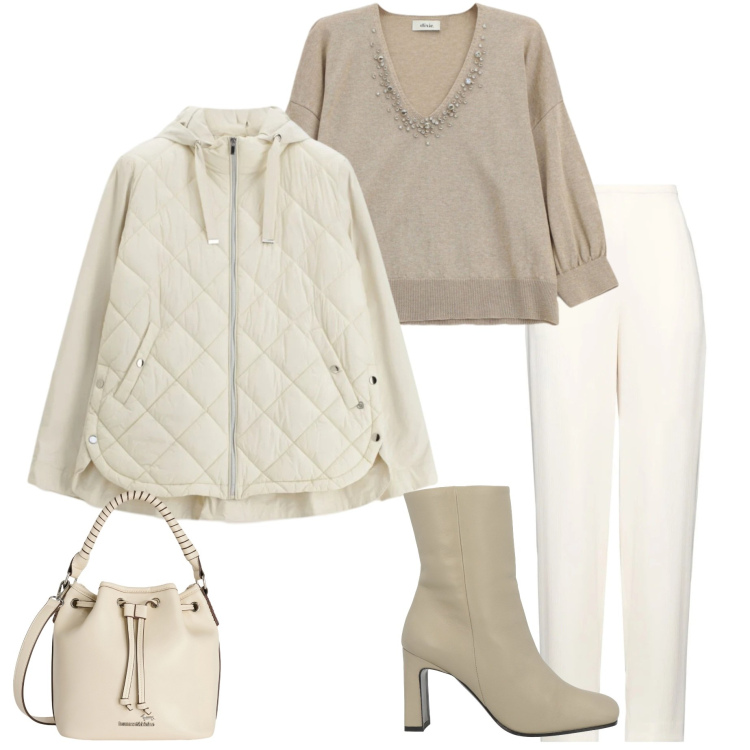 Outfit donna - Marzo. Stile Urban per Tutti i giorni. Abbinamento con pantaloni, stivaletti, borse a secchiello, maglieria, giacche.