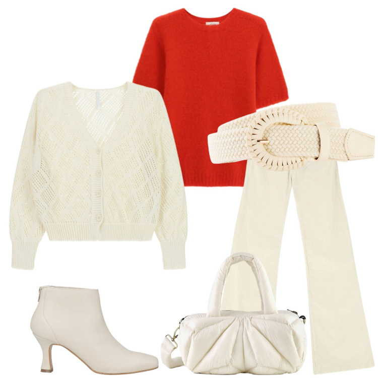 Outfit donna - Total look #2363884. Stile Casual chic per Tutti i giorni. Abbinamento con stivaletti, cinture, cardigans, jeans, maglieria, borse a mano.