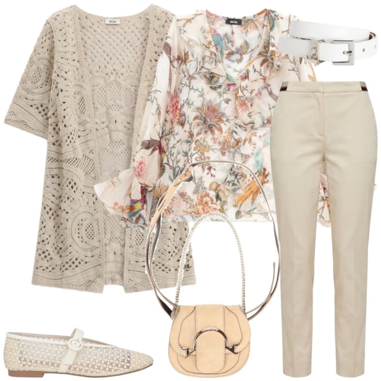 Outfit donna - Total look #2363893. Stile Romantica per Tutti i giorni. Abbinamento con marsupi, ballerine, pantaloni chino, cinture, bluse, cardigans.