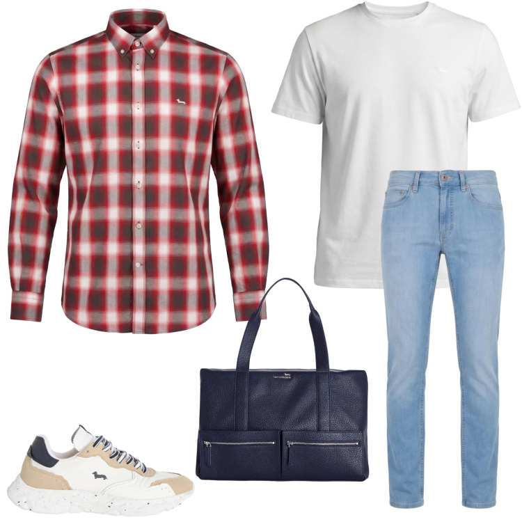 Outfit uomo - Il Look Casual con un Tocco di Carattere. Stile Trendy per Tutti i giorni. Abbinamento con t-shirt, sneakers, borse sportive, jeans, camicie.