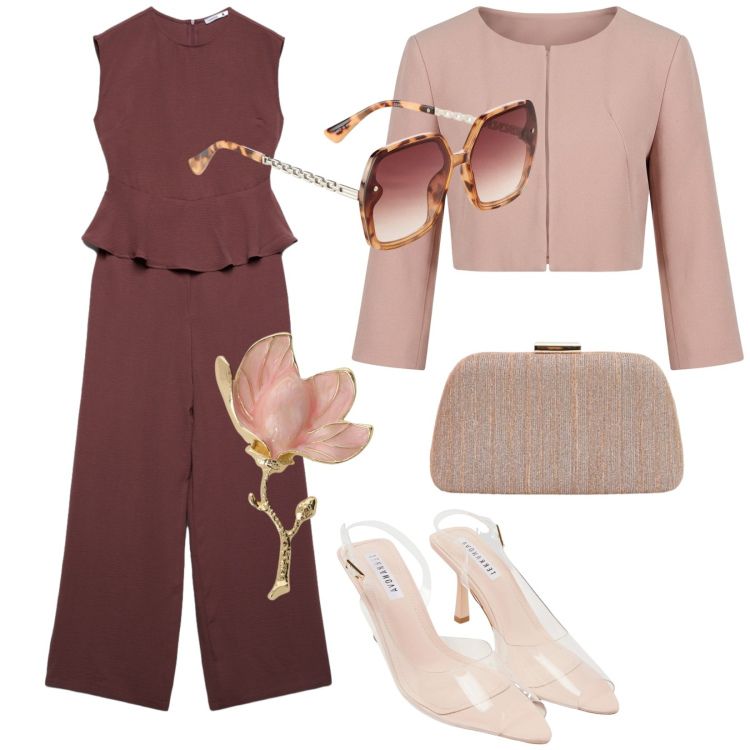 Outfit donna - La laurea di Ludovica. Stile Chic per Cerimonia. Abbinamento con occhiali da sole, sandali col tacco, tute, blazer, bolero, pochette.