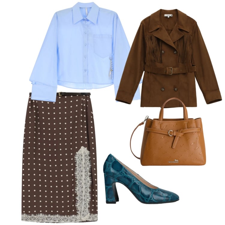 Outfit donna - Con amiche. per Serata fuori. Abbinamento con décolleté, borse a mano, camicie, gonne lunghe, trench.