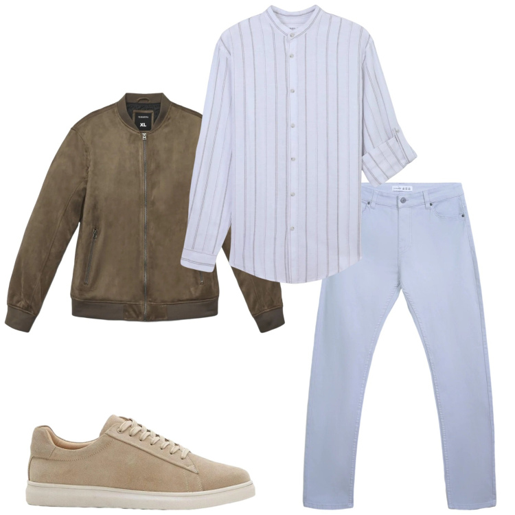 Outfit uomo - Camicia a maniche arrotolate. Stile Casual per Tutti i giorni. Abbinamento con sneakers, giacche, pantaloni skinny, camicie.