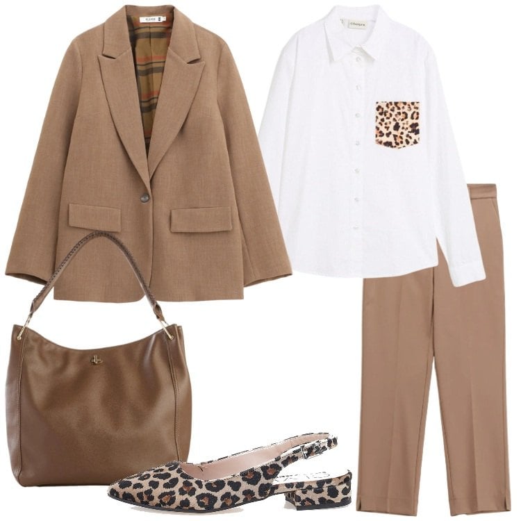 Outfit donna - Soft Power Dressing. Stile Mannish per Ufficio. Abbinamento con borse a tracolla, camicie, blazer, pantaloni, décolleté.